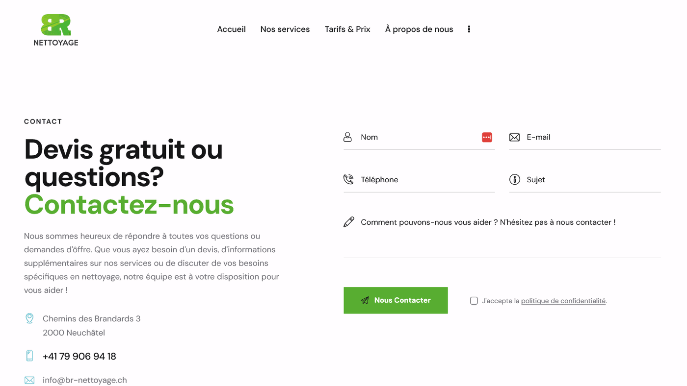 Aperçu du projet BR Nettoyage