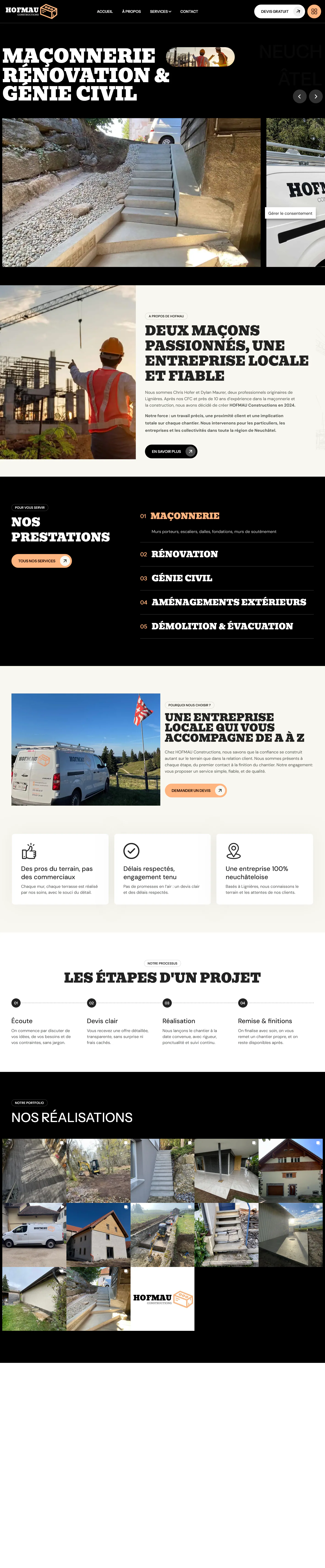 Accueil de Hofmau Constructions : maçonnerie, rénovation et génie civil.