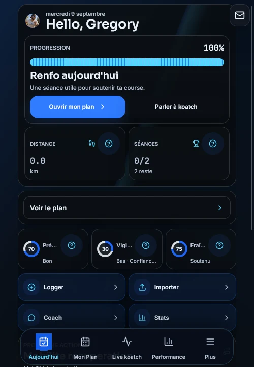 Koatch — La séance du jour · Mobile