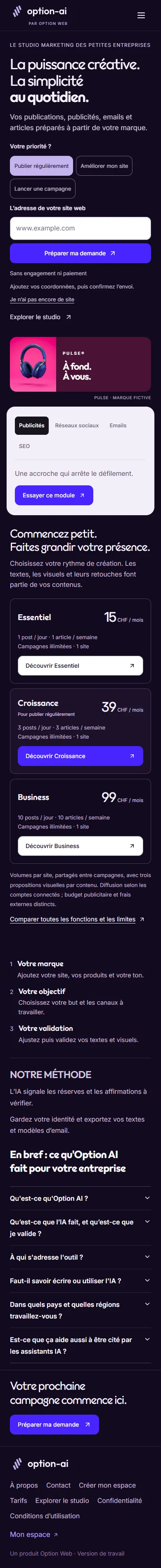 Présentation d’Option AI sur mobile