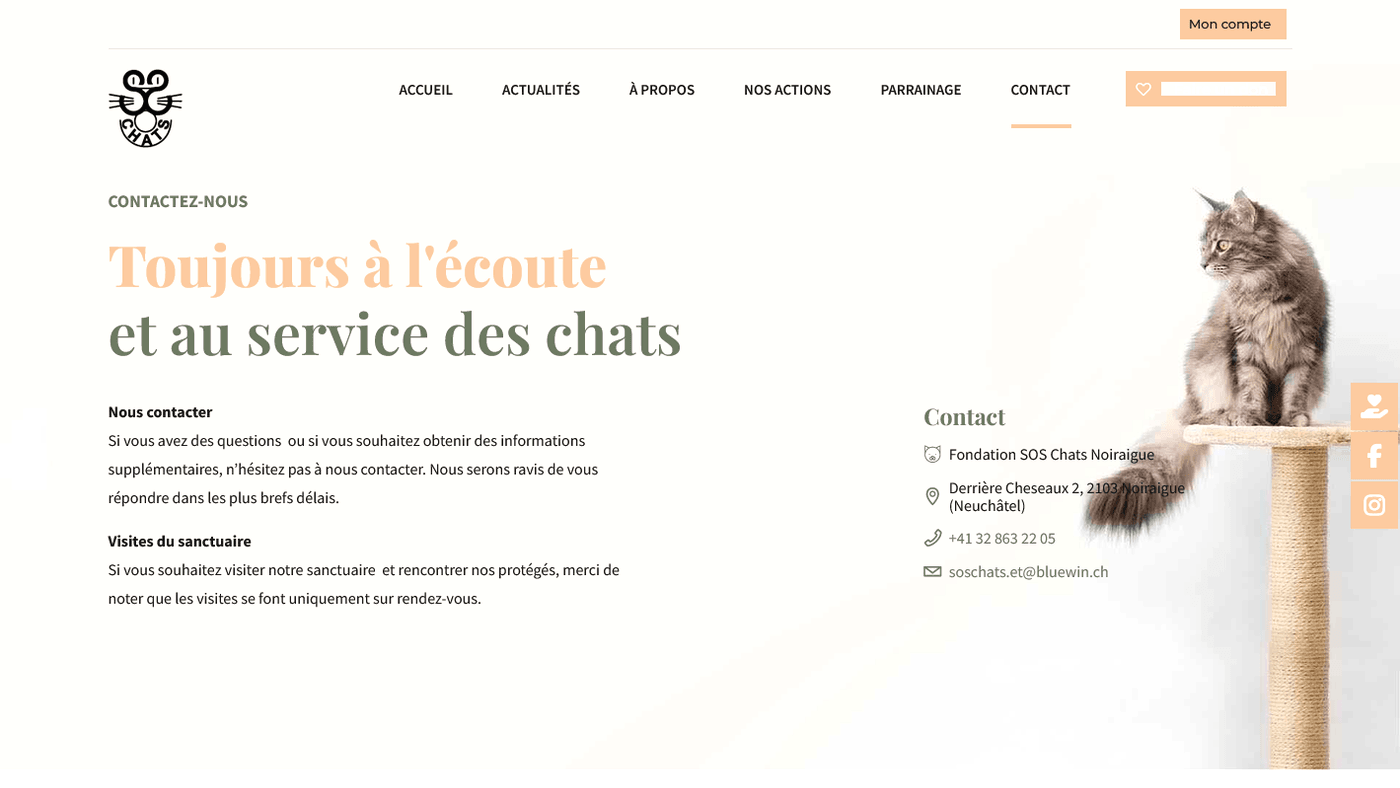 Aperçu du projet Fondation SOS Chats