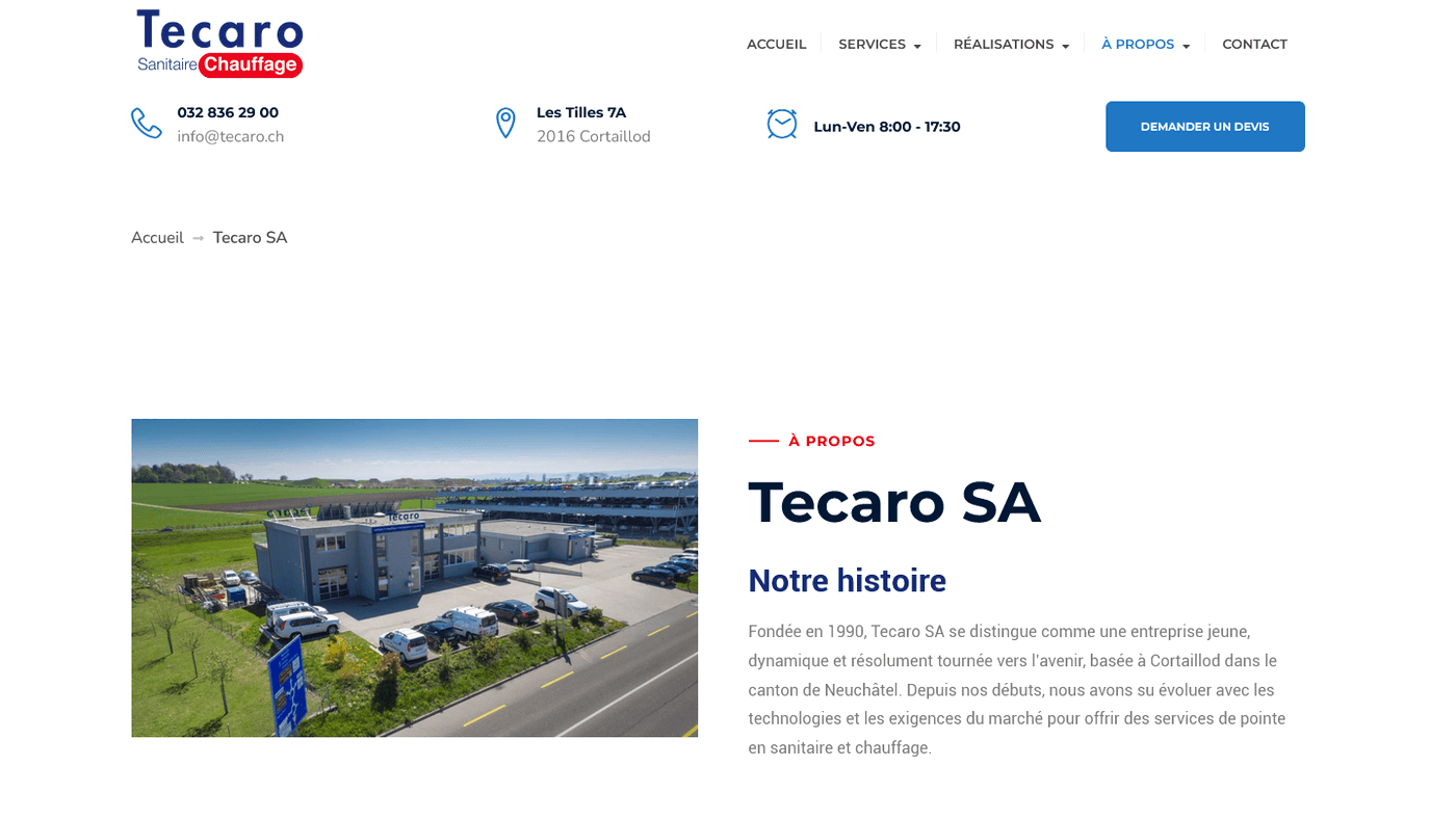Aperçu du projet Tecaro SA