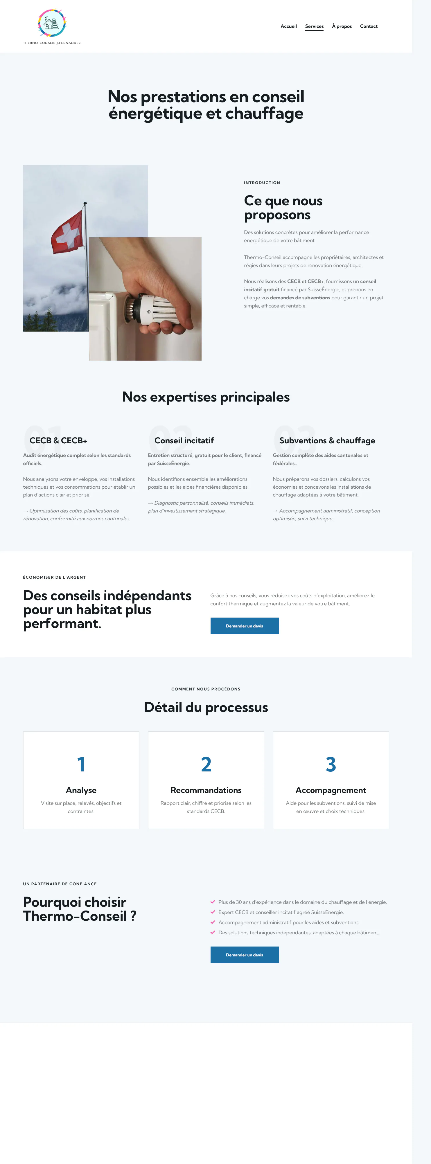 Présentation des prestations en conseil énergétique et chauffage de Thermo-Conseil.
