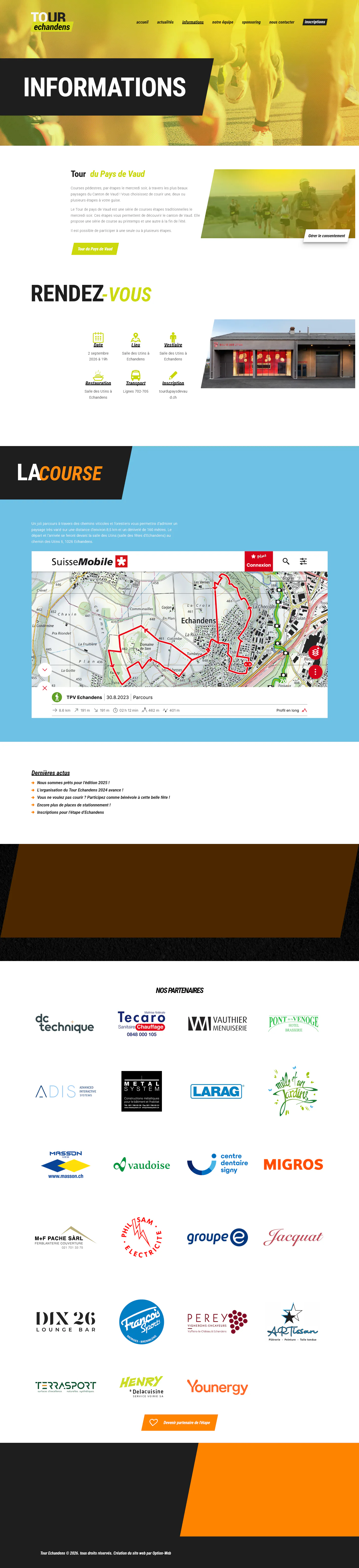 Informations pratiques de la course sur le site du Tour d’Échandens.