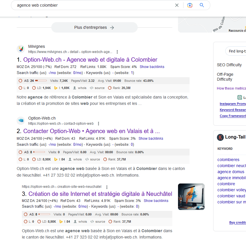 Agence Web Colombier en position 1 sur Google